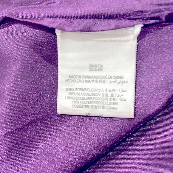 Bcbgmaxazria silk strapless pleated purple maxi dress with selftie at waist. - Picture 7 of 7